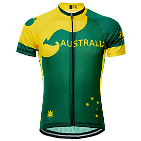 21Grams Australia Austria National Flag Women's Short Sleeve Cycling Jersey - Green Bike Top UV Resistant Quick Dry Moisture Wicking Sports Summer Terylene Mou
