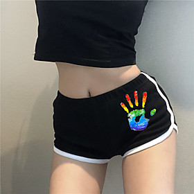 Women's Fashion LGBT Pride Comfort Fitness Pride Day Active Pants Rainbow Graphic Prints Short Sporty Elastic Waist Print White Black