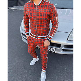 Men's 2 Piece Full Zip Tracksuit Sweatsuit Street Casual 2pcs Long Sleeve Cotton Thermal Warm Breathable Soft Gym Workout Running Jogging Training Exercise Spo