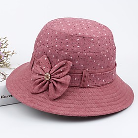 Women's Bucket Hat Sports  Outdoor Floral Style Bow Polka Dot Red Blue Hat / Purple / Gray / Khaki / Summer