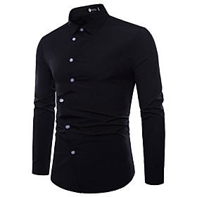 Men's Shirt Solid Colored Patchwork Long Sleeve Daily Tops Cotton Business Exaggerated White Black Red