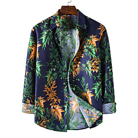 Men's Shirt Other Prints Graphic Tree Long Sleeve Casual Tops Casual White Navy Blue