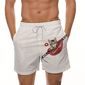 Men's Designer Casual / Sporty Big and Tall Quick Dry Breathable Soft Holiday Beach Swimming Pool Shorts Bermuda shorts Swim Trucks Pants Cat Graphic Prints Sh